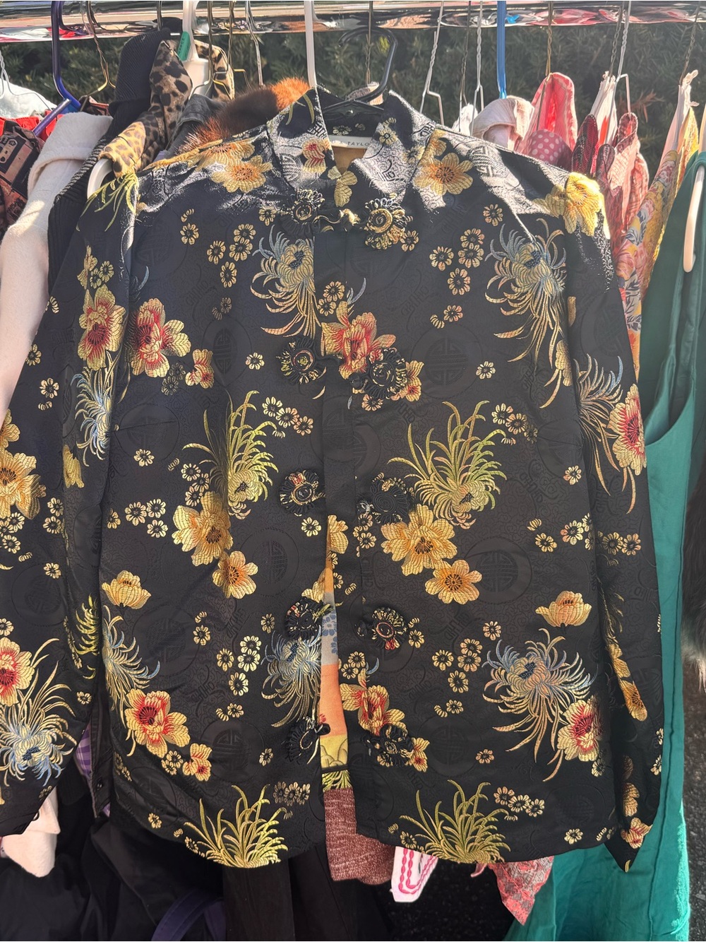Lord & Taylor Black Floral Kimono Style Top
